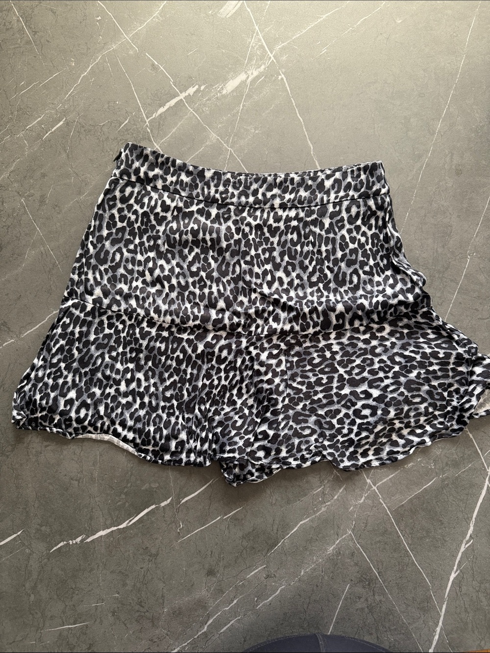 Zara Black and Gray Leopard-Print Skort
